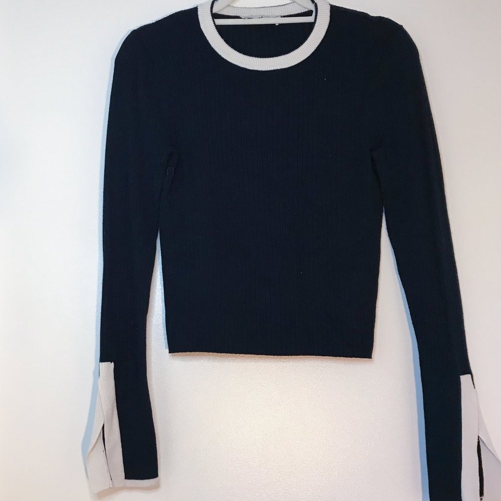 Navy Ribbed Crew Knit Sweater - Picture 2 of 4